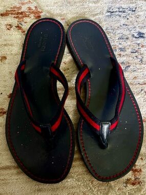 Gucci Web Striped Leather Thing Sandals